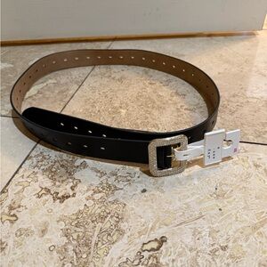A New Day Black and Tan Belt with Silver Buckle